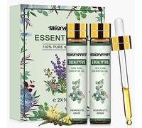 MIGCAPUT Olio Essenziale di Eucalipto 2 x 10ML, Olio di Eucalipto di Grado Terapeutico Naturale Puri al 100%, Set di Oli Essenziali per Diffusori, Umidificatore, Aromaterapia, SPA, Massaggi, Bagno