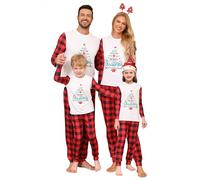 Migcaput Pigiama Famiglia Natale Set,Renne e Neve Pigiama di Natalizio 2 Pezzi Cotone Invernale Maniche Lunghe Pigiama di Capodanno Indumenti da Notte Abiti Natalizi Tuta per papà Mamma Bambini