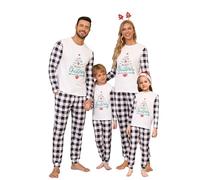 Migcaput Pigiama Famiglia Natale Set,Renne e Neve Pigiama di Natalizio 2 Pezzi Cotone Invernale Maniche Lunghe Pigiama di Capodanno Indumenti da Notte Abiti Natalizi Tuta per papà Mamma Bambini