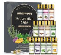 MIGCAPUT Set di Oli Essenziali per Diffusori 12 x 5ML, Olio Essenziale di Aromaterapia Naturale per SPA, Massaggi, Bagno - Lavanda, Tea Tree, Menta, Sandalo, Legno di Cedro, Citronella, Vaniglia