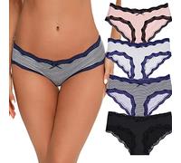 Migcaput Tanga Donna Perizoma Sportivo Intimo Sexy Mutandine da Donna Bikini Tangas Donna Pack B-Nero+Blu Scuro+Rosa+Bianco,L