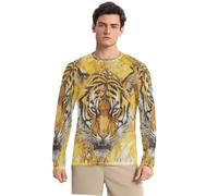 Mighty Animal Realistictyle Tigers Camicie da uomo Rash Guard elastiche allentate camicie da sole da uomo protezione UV lunghe, Mighty Animal - Tigri realistiche, X-Large