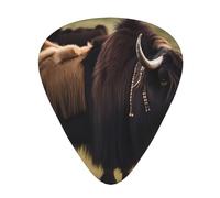 Mighty Highland - Set di 12 plettri per chitarra Yakguitar,3 spessori con custodia per basso, chitarra elettrica e altro ancora.