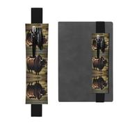 Mighty Highland Yak - Portapenne regolabile in pelle, per quaderni, calendari, tablet, con fascia elastica, segnalibro e portapenne