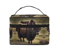 Mighty Highland Yak - Trousse da viaggio da donna, 22,9 x 16,5 x 15,7 cm, grande capacità, borsa cosmetica per ragazze, nero, Taglia unica