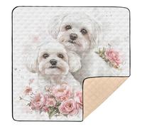 Mighty Maltese Dogs - Tappetino da palestra e attività per bambini, grande, elegante, per il pavimento, un pezzo, pieghevole, per il tempo della pancia e per gattonare, per neonati, 127 x 127 cm