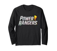 Mighty Morphin Power Rangers Testo Logo Lightning Bolt Maglia a Manica
