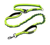 Mighty Paw Guinzaglio elastico a mani libere 2.0 | Guinzaglio per cani da 4' con doppio manico imbottito per corsa, escursionismo e jogging. Cintura indossabile (cintura da 68-122 cm) W/2 passanti di fissaggio. Animali domestici fino a 68 kg (verde)