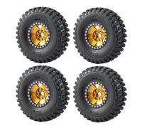 MIGHTY SCAPERS 1.9 Pollici Beadlock Aluminum Wheel Rims con 106mm Rubber Tires Compatible con, e Similar 1/10 Scale RC Crawler Cars(Yellow Set)