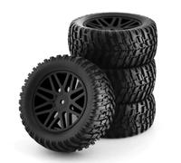 MIGHTY SCAPERS 4-Pack 1/10 Scale Short Course RC Tire e Ruote Set con 12mm Hex Hub, 95mm di Diametro, Sostituzione Compatibile per Vari Camion RC off-Road(Black)
