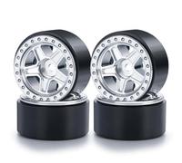 MIGHTY SCAPERS 4Pcs 1.0 Pollici Rimi di Biancheria in plastica con 5-Spoke Hub compatibili con SCX24 1/24 RC Crawler Cars Inclusi i Modelli Deadbolt, C10, e Bronco(Silver)