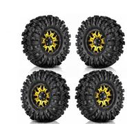 MIGHTY SCAPERS 4pcs 1.9 Beadlock Wheels & Tires Set Compatibile con 1/10 RC Crawler Cars Like, PRO, UTB18,(4pcs Yellow)