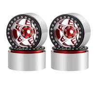 MIGHTY SCAPERS 4PCS Aluminum 2.2 inch Beadlock Wheel Rims Hubs 35mm Width Compatibile con 1/10 Scale RC Crawler Modelli Includendo, Wraith, TRX6(Red)