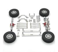 MIGHTY SCAPERS Metal Front e Rear Axle Chassis Link Rod Pull Rod Mount Side Pedal Tire Set Compatibile con C64 C64-1 1/16 Scale RC Car Upgrade Parts(Silver)