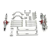 MIGHTY SCAPERS Metal Front & Rear Axle Link Rod Set per 1/16 Scale RC Car - Include Pull Rod, Side Pedal Shock Mounts, Compatibile con i Modelli C64(Silver)