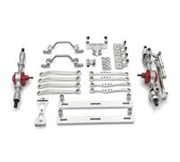MIGHTY SCAPERS Metal Front & Rear Axle Suspension Frame Set con Pedal Rod per 1/16 C64 RC Car Replacement Parts(Silver)