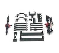 MIGHTY SCAPERS Metal Front & Rear Axle Suspension Frame Set con Pedal Rod per 1/16 C64 RC Car Replacement Parts(Black)