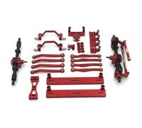 MIGHTY SCAPERS Metal Front & Rear Axle Suspension Frame Set con Pedal Rod per 1/16 C64 RC Car Replacement Parts(Red)