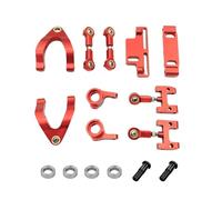 MIGHTY SCAPERS Metal Steering Cup e Swing Arm Set per 1/16 D12 D42 RC Car - Front Upper Lower Suspension Replacement Parts in Silver Red Black(Red)