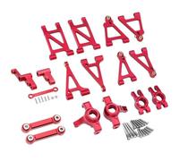 MIGHTY SCAPERS Metal Steering Tie Rod & Swing Arm Set per 1/14 RC - Aluminum Front Rear Upper Lower Suspension Upgrade Replacement Part(Red Set 2)