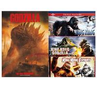 Mighty Showdown Monster 4 Movie Epic King Kong VS Godzilla DVD + Kong Escapes + Peter Jackson & Godzilla DVD Triple