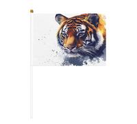 Mighty Tiger, mini bandiere resistenti, 14 x 20 cm, piccole bandiere su bastoncini, per esterni, cortile e giardino, confezione da 6 e 10 pezzi