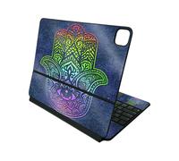 MightySkins Pelle lucida glitterata compatibile con Apple Magic Keyboard per iPad Pro 12.9"""" (3a-6a generazione) - Rainbow Hamsa | Finitura glitt
