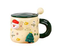 MIGIFTDY Tazza da caffè natalizia, 400 ml, in ceramica 3D, per tè, cioccolata calda, latte, con bastoncino per mescolare, idea regalo, adatta al microonde e alla lavastoviglie (C)