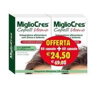 MIGLIOCRES Capelli Uomo 60 Capsule + 60 Capsule - Integratore Alimentare
