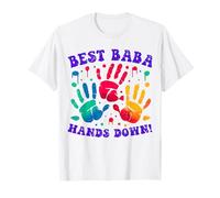 Miglior Baba Mani Giù Divertente Arabo papà con Colorato Handprints Maglietta
