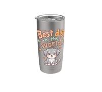 Miglior cane del mondo: simpatico cucciolo divertente cane stile kawaii Bicchiere termico in acciaio inox doppia parete