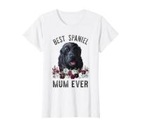Miglior Spaniel Mum Ever Floral Dog Cocker Spaniel Inglese Maglietta, Donna, Bianco, XXL
