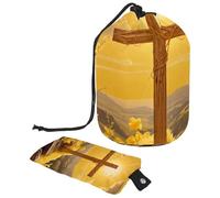 Migliora il tuo beauty case con questa grande borsa per il trucco, elegante e impermeabile. Croce gialla pasquale, Multicolore, 9.9x6.9in/25.2x17.6cm;6x3.5in/15.2x8.8cm