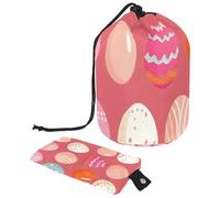Migliora il tuo beauty case con questa grande borsa per il trucco, elegante e impermeabile. Uova di Pasqua rosa, Multicolore, 9.9x6.9in/25.2x17.6cm;6x3.5in/15.2x8.8cm
