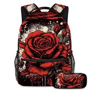Migliora il tuo gioco di ritorno a scuola con il nostro set di 2 zaini per bambini, perfetto per ragazzi, ragazze, adolescenti, rosa rossa e nera, Multicolore#02, B：29.4x20x40cm P：19x7.5x3.8cm, Zaini