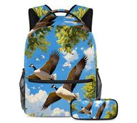 Migliora il tuo gioco di ritorno a scuola con il nostro set di 2 zaini per bambini, perfetto per ragazzi, ragazze, adolescenti, carine oche selvatiche, Multicolore, B:29.4x20x40cm P:19x7.5x3.8cm,