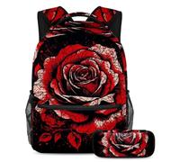 Migliora il tuo gioco di ritorno a scuola con il nostro set di 2 zaini per bambini, perfetto per ragazzi, ragazze, adolescenti, rosa rossa e nera, Multicolore#01, B：29.4x20x40cm P：19x7.5x3.8cm, Zaini