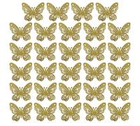 Migliora il tuo spazio con un set di 24 adesivi da parete in PVC a forma di farfalla in splendidi disegni 3D, ideali per feste e case (oro)