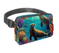 Migliora il tuo stile avventura, marsupio da viaggio per uomini e donne, il marsupio perfetto con cinturino regolabile per passeggiate, escursioni e ciclismo, simpatico leone marino, Multicolore#07,