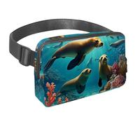 Migliora il tuo stile avventura, marsupio da viaggio per uomini e donne, il marsupio perfetto con cinturino regolabile per passeggiate, escursioni e ciclismo, simpatico leone marino, Multicolore#01,