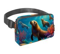 Migliora il tuo stile avventura, marsupio da viaggio per uomini e donne, il marsupio perfetto con cinturino regolabile per passeggiate, escursioni e ciclismo, simpatico leone marino, Multicolore#02,