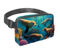 Migliora il tuo stile avventura, marsupio da viaggio per uomini e donne, il marsupio perfetto con cinturino regolabile per passeggiate, escursioni e ciclismo, simpatico leone marino, Multicolore#04,