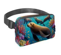 Migliora il tuo stile avventura, marsupio da viaggio per uomini e donne, il marsupio perfetto con cinturino regolabile per passeggiate, escursioni e ciclismo, simpatico leone marino, Multicolore#06,