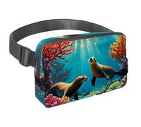 Migliora il tuo stile avventura, marsupio da viaggio per uomini e donne, il marsupio perfetto con cinturino regolabile per passeggiate, escursioni e ciclismo, simpatico leone marino, Multicolore#05,