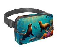 Migliora il tuo stile avventura, marsupio da viaggio per uomini e donne, il marsupio perfetto con cinturino regolabile per passeggiate, escursioni e ciclismo, simpatico leone marino, Multicolore#08,