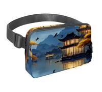 Migliora la tua attrezzatura avventura, marsupio da viaggio per uomini e donne, borsa a tracolla per corsa, perfetta per passeggiate, escursioni e ciclismo, vista lago notturna, Multicolore#03,