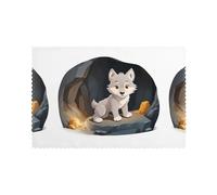 Migliora la tua esperienza culinaria con MSRHIUEF Wolf cub in The Cave Prints, set di 6 tovagliette 30,5 x 45,7 cm