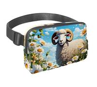 Migliora le tue attività all'aperto con il nostro marsupio da viaggio, il marsupio definitivo per corsa, passeggiate e ciclismo, carine pecore e fiori, Multicolore#01, 1.5x9.0x5.9in/4x23x15cm