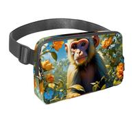 Migliora le tue attività all'aperto con il nostro marsupio regolabile con cinghia, il marsupio da viaggio ideale per passeggiate, escursioni e ciclismo., Simpatiche scimmie e fiori, Multicolore#05,