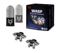 Migliorato Conduttivo Gioco Mobile Trigger Clip Design, Combo 2in1 con Guanti Pollici In Fibra Argentata, 6 Dita Sparare per Tutti I Telefoni, per PUBG/Fortnite/COD